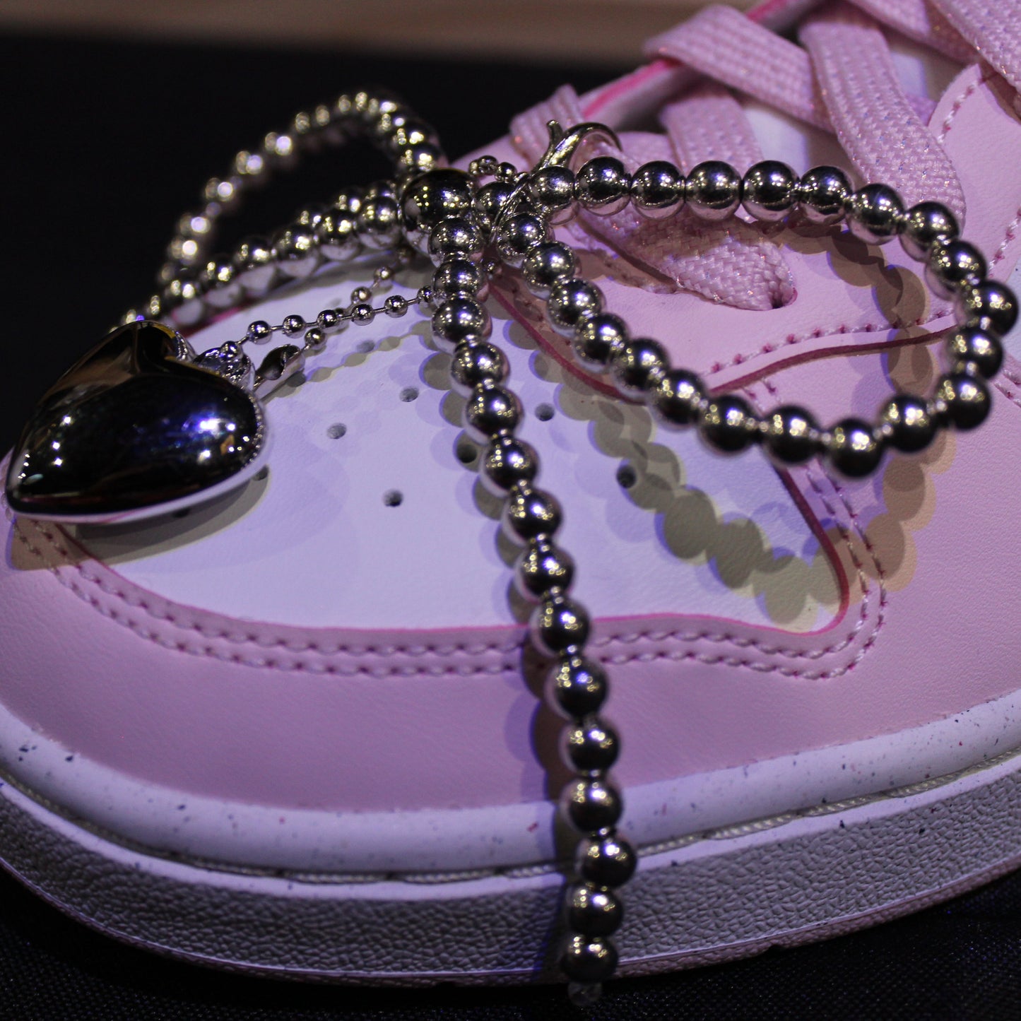 Silver Bowknot & Heart Sneaker Pendant