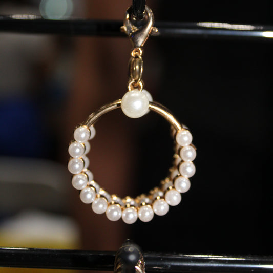 Golden Pearl Circle Charm