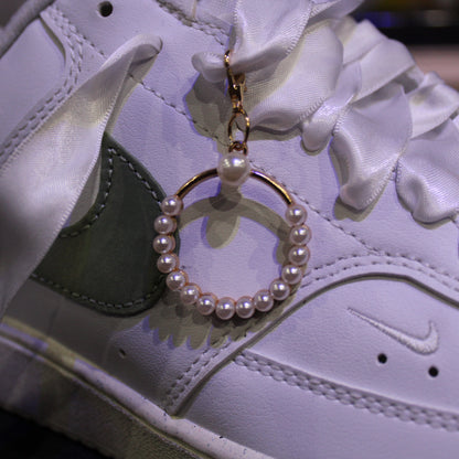 Golden Pearl Circle Charm