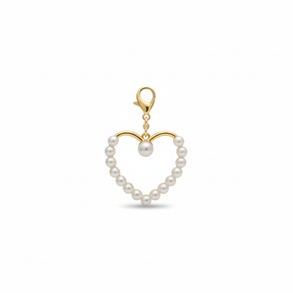 Gold Pearl Heart Charm
